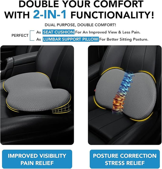kingphenix Wedge Car Seat Cushion: Memory Foam Truck Seat Cushion for Car Seat Driver - Sciatica and Back Pain Relief - Enhancing Driving Comfort - Gray X-Large
