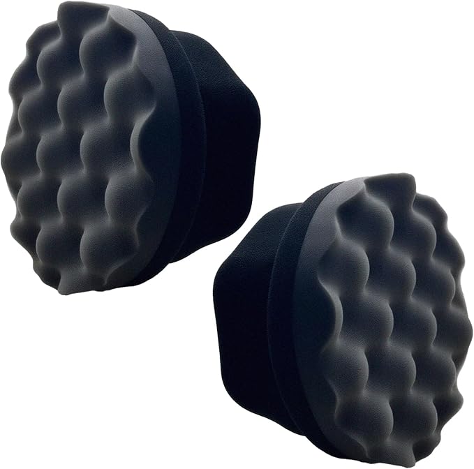 2 Pcs Large Tire Shine Applicator, Reusable Tire Dressing Applicator Wave Contoured, Tire Sponge Pads for Car Detailing Cleaning, 4.33 inch