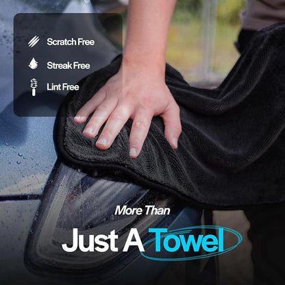 Crystal Clean XL (28x36) Car Drying Towel - 70/30 Korean Blend Car Towel with Double Twisted Loop, Professional Detailing Towel for Car Detailers - Quick Dry, Paint Safe & Swirl-Free