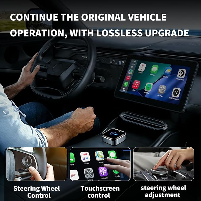 Wireless CarPlay and Android Auto Adapter, Ultra-Compact Aluminum Design with Dual-Band Technology, USB-C/USB-A Compatible for Wired CarPlay Vehicles