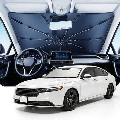 DMJN Umbrella Windshield Sun Shade for Honda Accord (2001-2026), Car Sunshade for Front Windshield [Nano Ice-Crystal Coatings] UPF50+ Heat & UV Block, Protect Interior & Keep Cooler