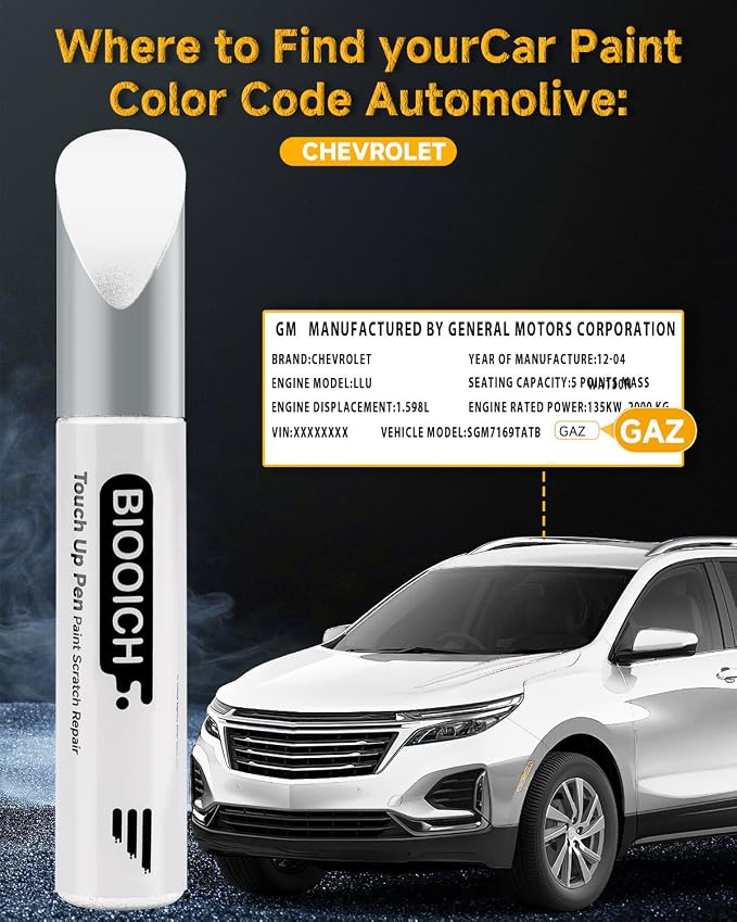 Touch Up Paint Pen Exact Color Match Car Chip and Scratch Repair (for Chevrolet, Summit/Olympic/Interstellar White(GAZ/WA8624/50U/50))