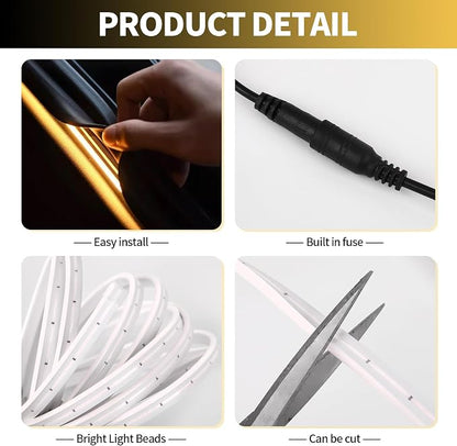 HOLDCY Car LED Strip Lights - Trunk Cargo Ambient Lighting, Warm Yellow 3500K, 118.11 inches Flexible Cuttable LED Light Strip, Easy Install, Waterproof, Universal Fit for Car Trunks, SUVs, and Vans