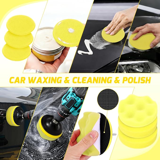 Nilight 52PCS Car Detailing Kit Auto Cleaning Tools Wash Set with Storage Carry Bag Home Use for Interior Exterior Deep Clean Polish Car Care Windshield Dashboard Seat Air Vents Wheels Tires, Yellow