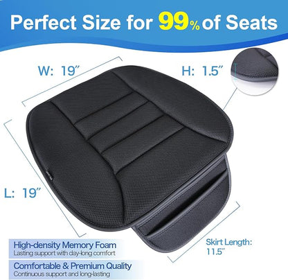Lofty Aim Premium Car Seat Cushion, Driver Cushion with Comfort Memory Foam & Non-Slip Rubber Bottom, Car Seat Pad Works with 95% of Vehicles and Office Chair or Home (4D Mesh - Black)