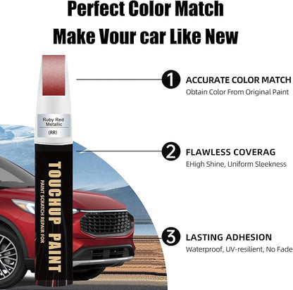 Ruby Red Metallic Tinted Clearcoat(RR) Car Paint Touch Up Pen for Ford,2-In-1 Color Accurate Touch Up Car Scratch Repair Paint Exact Match Ford Series Automotive Scratch Remover for Nicks&Chips Repair
