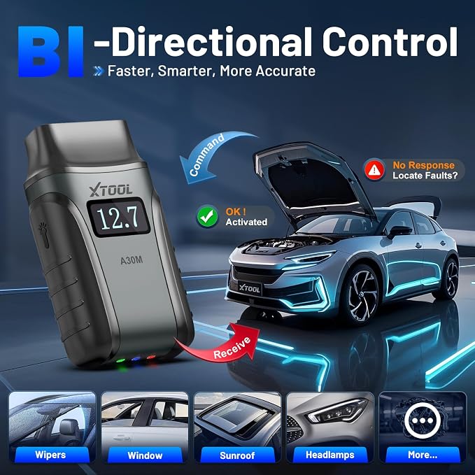 XTOOL A30M V2.0 OBD2 Scanner Diagnostic Tool, 26 Resets, All System, Wireless Bidirectional Scan Tool, Car Code Reader for EPB/Throttle/Crank Sensor Relearn, Lifetime Free Update, Android & iOS