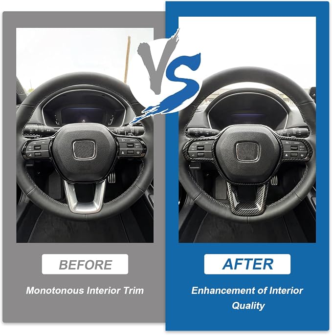 Carbon Fiber Steering Wheel Cover Compatible with 2022-2026 11th Gen Honda Civic