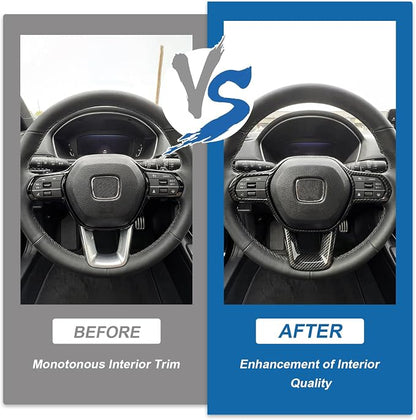 Carbon Fiber Steering Wheel Cover Compatible with 2022-2026 11th Gen Honda Civic