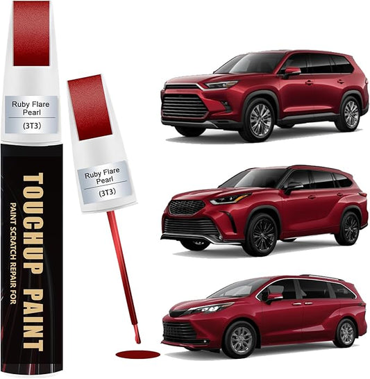Ruby Flare Pearl(3T3) Car Paint Touch Up Pen Compatible with Toyota, 2-In-1 Color Accurate Touch Up Car Scratch Repair Paint Exact Match Toyota Series Automotive Scratch Remover for Nicks&Chips Repair