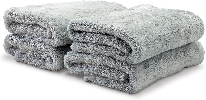Griot's Garage Microfiber Ultra-Plush Edgeless Towels for Car Detailing, Cleaning, and Polishing, Lint and Scratch-Free, 16” x 16”, Set of 4, 10286