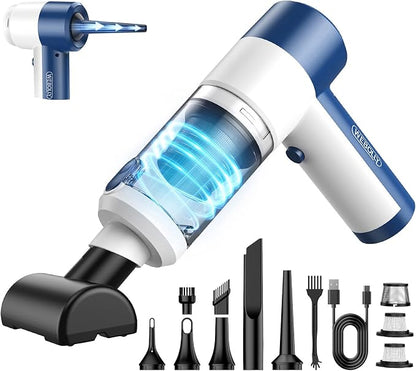 Car Vacuum/Air Duster Portable Cordless - 16000PA High Power Handheld Vacuum with 85,000RPM Brushless Motor, 4-in-1 Rechargeable Mini Vacuum & Blower & Pump for Car Detailing, Home, Office, Pet Hair