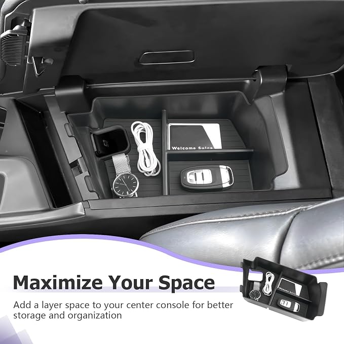 LUWU 2024-2026 Charger Daytona Center Console Organizer for 2024 2025 2026 Charger Daytona R/T Scat Pack Accessories OEM Fit Armrest Console Storage Box Insert Tray Durable ABS Material Black