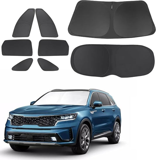 TINGLU Window Shades for Kia Sorento 2016 2017 2018 2019 2020 Accessories Car Side Full Windows Rear Triangular Windshield Sun Shade Sun UV Rays & Privacy Protection for Camping,Napping,Relaxing 8PCS