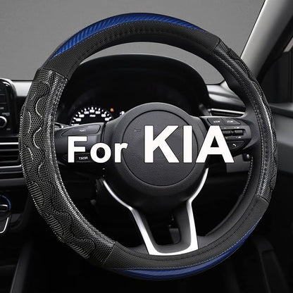 GIANT PANDA Steering Wheel Cover for Kia Soul,Sportage,Forte,Optima,Telluride(3D Honeycomb-Blue-Standard Size)