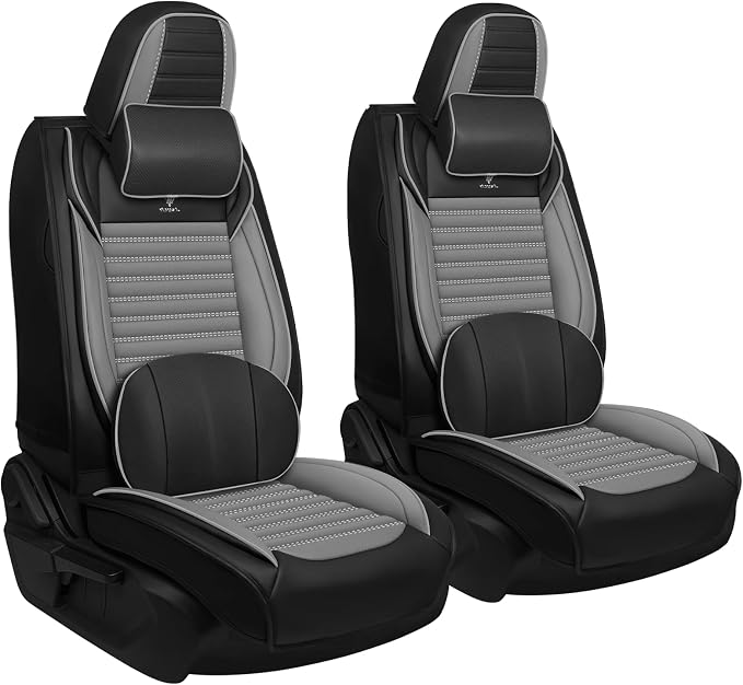 Seat Covers Fit for Nissan Rogue 2015-2026, Breathable and Comfortable Leather Car Seat Cover, Deluxe Waterproof Cushion Cover Auto Interior Accessories (Black Gray)