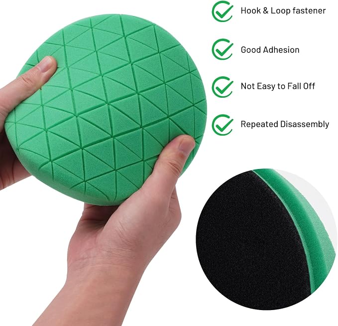 Buffing Polishing Pads, 7Pcs 6.5 Inch 165mm Face for 6Inch 150mm Backing Plate, Car Compound Buffing Sponge Pads and Woolen Pads Cutting Polishing Pad Kit for Car Polishing and Waxing