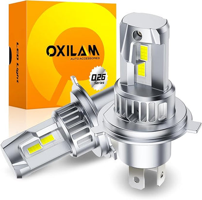 OXILAM H4/9003/HB2 LED Bulbs, 50000LM 900% Brighter 6500K Cool White, 1:1 Halogen Size, Quick Install Light Upgrade, Pack of 2