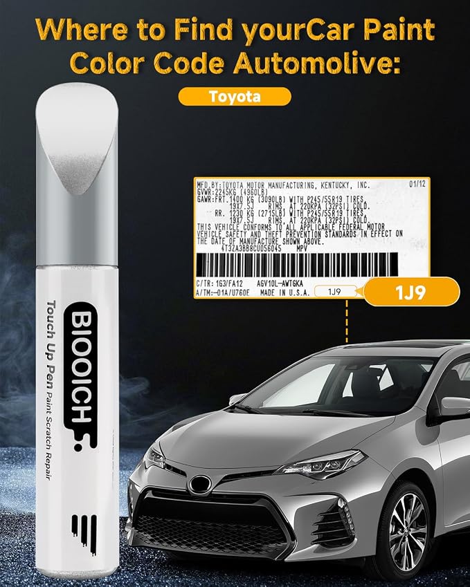 Touch Up Paint Pen Exact Color Match Car Chip and Scratch Repair (for Toyota, Celestial Silver Metallic(1J9))