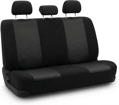 FH Group Universal Car Seat Covers Rear Set for SUV Truck Sedan Vans | 3D Textured Breathable Fabric Seat Cover Set with Airbag Compatible Split Bench Protector Interior Upgrade - Black