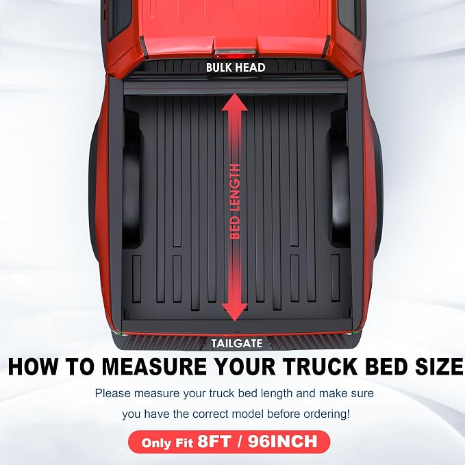 MOSTPLUS 8FT Roll-Up Soft Vinyl Truck Bed Tonneau Cover Compatible with 2015-2025 2026 Ford F150 F-150 Long Bed On Top (96Inch)