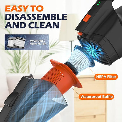 Pet Hair Vacuum, Handheld Vacuum Cordless Rechargeable with LED, 10000Pa Suction, 20V Lightweight Portable Hand Vacuum with Multi-Nozzles & Washable HEPA Filter for Pet Hair, Car and Home