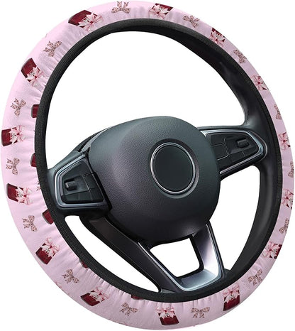 GENANY Retro Soda Bow Steering Wheel Cover, Non Slip Polyester Car Wheel Protector for Car SUV Truck, Universal 15 Inch
