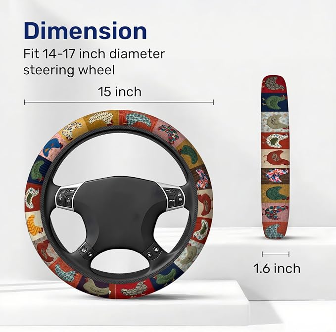 GENANY Chicken Farm Steering Wheel Cover, Non Slip Polyester Car Wheel Protector for Car SUV Truck, Universal 15 Inch