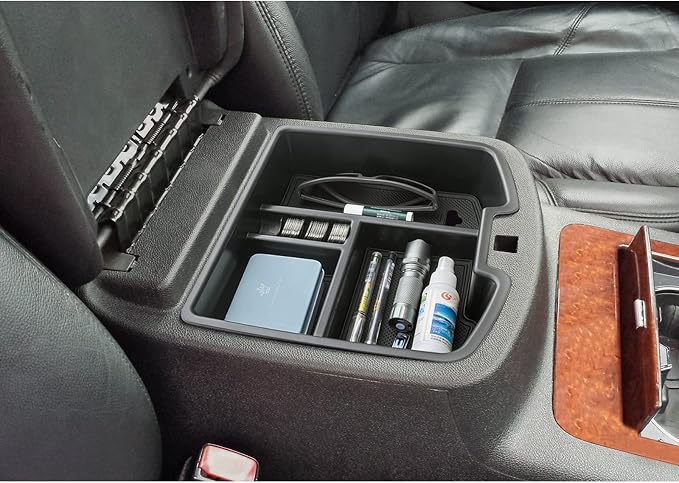 TOPINSTALL Center Console Organizer Compatible with 2007-2014 Chevy Silverado GMC Sierra Avalanche Tahoe Suburban Yukon Yukon XL Accessories, Truck Console Organizer Storage Full Size Tray