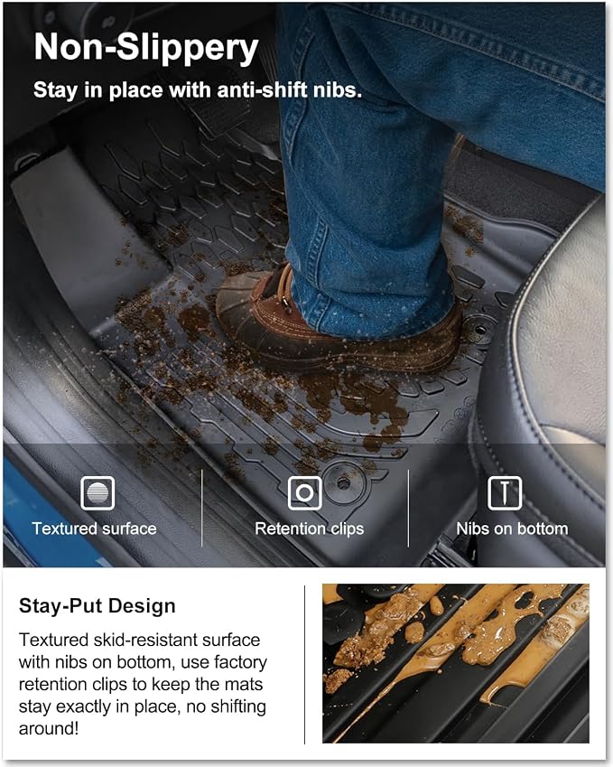 KIWI MASTER Floor Mats & Cargo Mat for 2017-2026 Jeep Compass, OEM Replacement ‎82214651 ‎82214666, Custom Fit All Weather Car Mats, Heavy Duty TPE Floor Liners, Front & Rear & Trunk Mat Set, Black