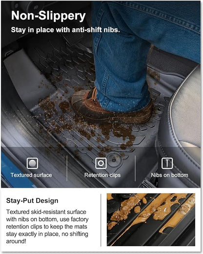 KIWI MASTER Floor Mats & Cargo Mat for 2017-2026 Jeep Compass, OEM Replacement ‎82214651 ‎82214666, Custom Fit All Weather Car Mats, Heavy Duty TPE Floor Liners, Front & Rear & Trunk Mat Set, Black