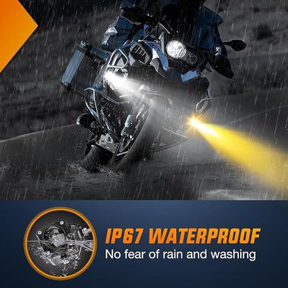 Nilight Motorcycle Driving Lights 1.7 inch White Amber Spot Beam Fog Light LED Pods IP67 Waterproof Auxiliary Offroad Lighting for Motorbike Dirt Bike e-Bike Scooter Snowmobile ATV UTV SUV Truck