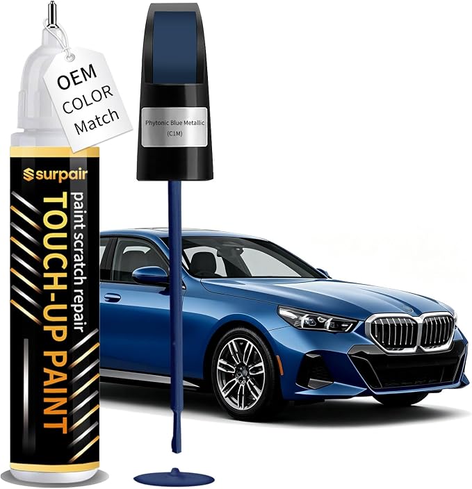 Phytonic Blue Metallic C1M Touch up Paint for BMW OEM Color Match Car Scratch Repair Kit for Nicks & Chips Scratches Quick & Easy Paint Fix 2-In-1 Car Scratch Remover Pen