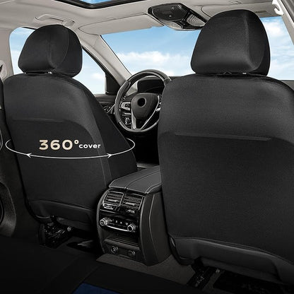 Coverado Seat Covers Full Set, Luxury Diamond Leather Car Seat Cover with Carbon Fiber Textured Design, Waterproof Car Seat Protector, Black&Blue Front and Rear Seat Covers Universal Fit Most Cars