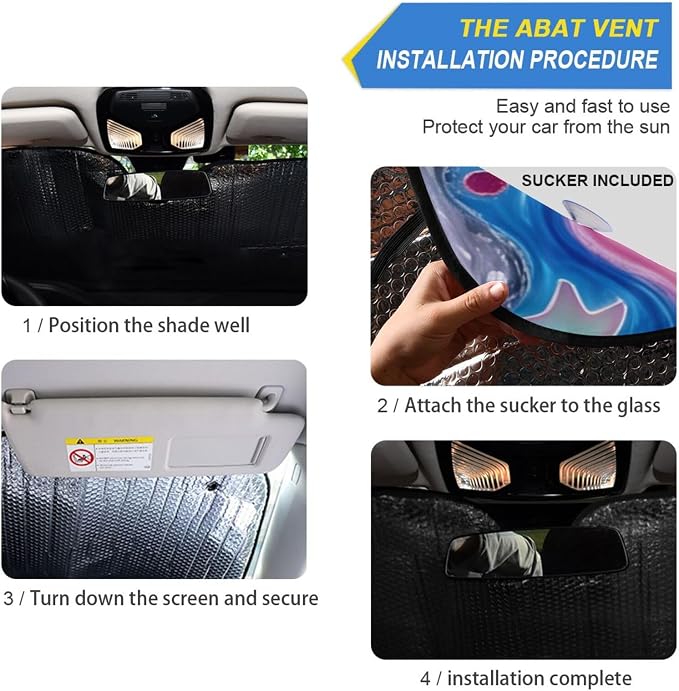 Cars Front Sun Shade Windshield,Foldable Reflective Sun Visor Colorful Star Windshield Sunshade Cover,Blocks UV Ray Sun Protect Interior Keep Cool,55" x 27.6"