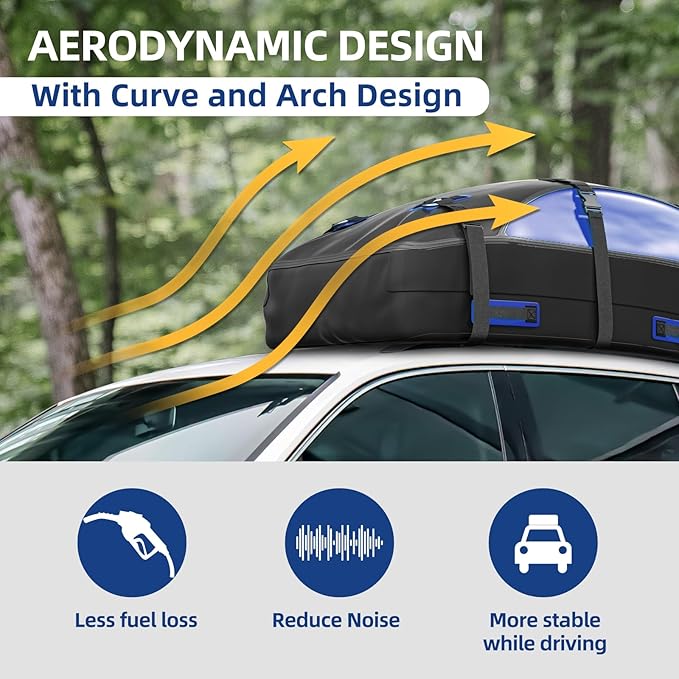 Asinking Car Rooftop Cargo Carrier Bag 20 Cubic Feet, 100% Waterproof Roof Bag Top Luggage Carrier for Any Vehicles with/without Rack Cross Bar, Includes Anti-Slip Mat +4 Door Hooks +Storage Bag +Lock