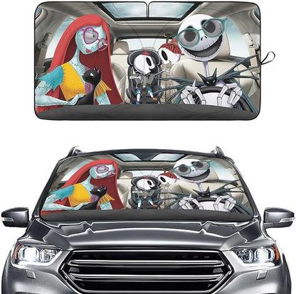 GENANY Horror Family Windshield Sun Shade for Car SUV Truck (64x32 Inches), Automobile Sunshade, Protector Blocks UV, Car Accessories, Auto Decor