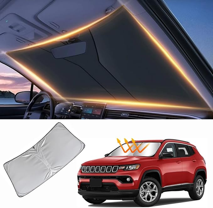 Windshield Sun Shade for Jeep Compass Front Window Shades Cover for 2007-2024 2025 2026 Compass Windshield Sun Visor Protector Car Accessories