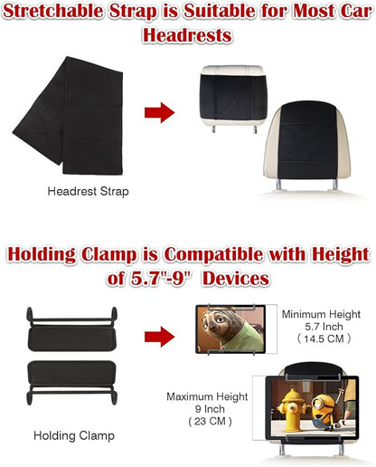 WONNIE 2 Pack Car Headrest Holder for 10-12.9" Large Size Tablets