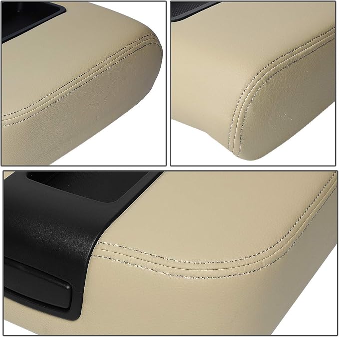 Auto Dynasty Tan Leather Center Console Lid Armrest Cover Compatible with 2007-2014 Chevy Avalanche Silverado Tahoe Yukon XL Sierra