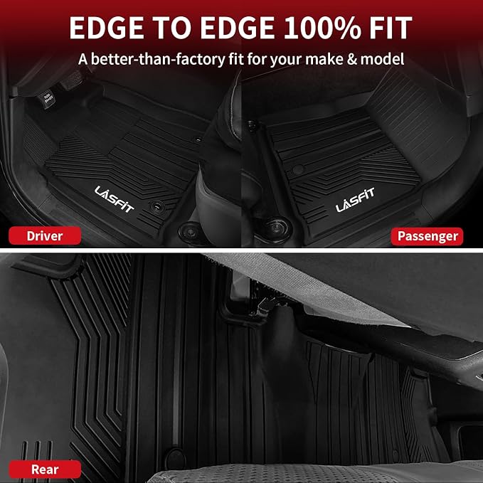 LASFIT Floor Mats for Toyota RAV4 2019-2025 Gas(Not Fit Hybrid/Prime) All Weather TPE Custom Fit Floor Liners for RAV 4 LE/XLE/Limited/Adventure/XLE Premium/TRD Off-Road Front&Rear 2 Row Car Mats