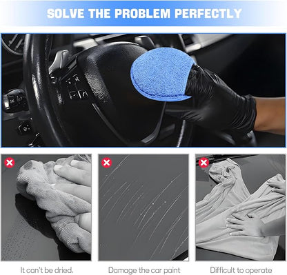 Hovom 6PCS Microfiber Wax Applicator, 5" Round Applicator Pads, Soft Automotive Waxing Foam Pads, Buffing Pads for Car Cleaning, Polishing and Detailing, Reusable Car Wash Sponge (Blue)