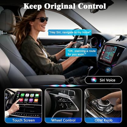 4-in-1 Wireless CarPlay Screen Mirroring Adapter for Apple CarPlay/Android Auto, 2026 Upgraded AirPlay MirrorLink Adapter, CarPlay Dongle Convert Wired to Wireless, Type C Extension, Plug & Play