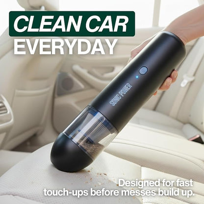 SonicPower Portable Cordless Car Vacuum, 15000Pa High Suction Handheld Vacuum Cleaner, 2-in-1 Vacuum & Blower, with 4 Attachments & Portable Storage Bag for Car, Home, Pet & Office (Black & Blue)