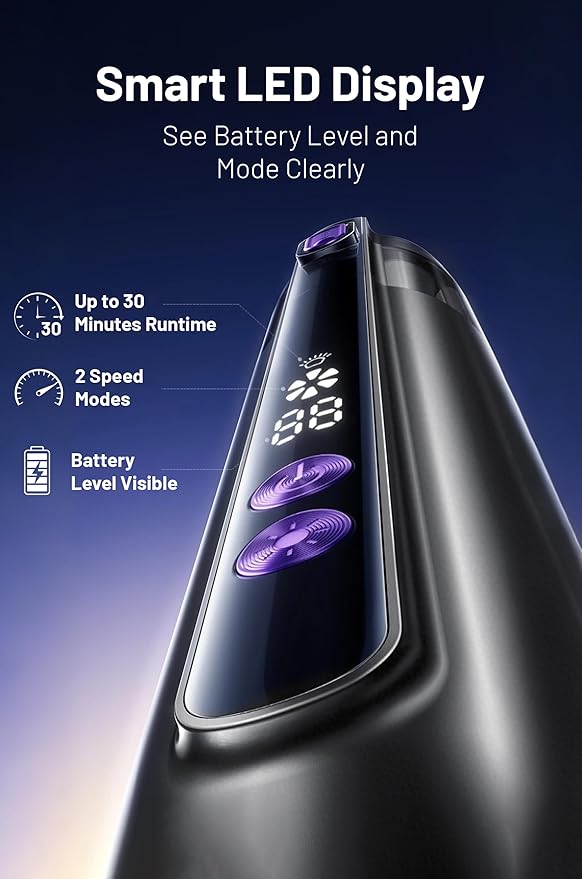 Handheld Cordless Car Vacuum Cleaner 15000Pa, 3-in-1 Portable Vacuum with LED Light,LED Display & Washable HEPA Filter,USB-C Rechargeable, up to 30-Min Runtime for Car, Home, Desk & Pet Hair(black)