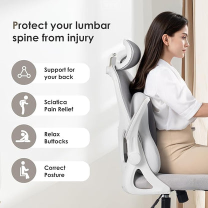 FLORICH Lumbar Support with Car headrest Back Pillow for Chairs Headrest Pillow for Car Ergonomic Ultrathick Memory Foam Back Pillow for Office Chair-Dark Beige Grey