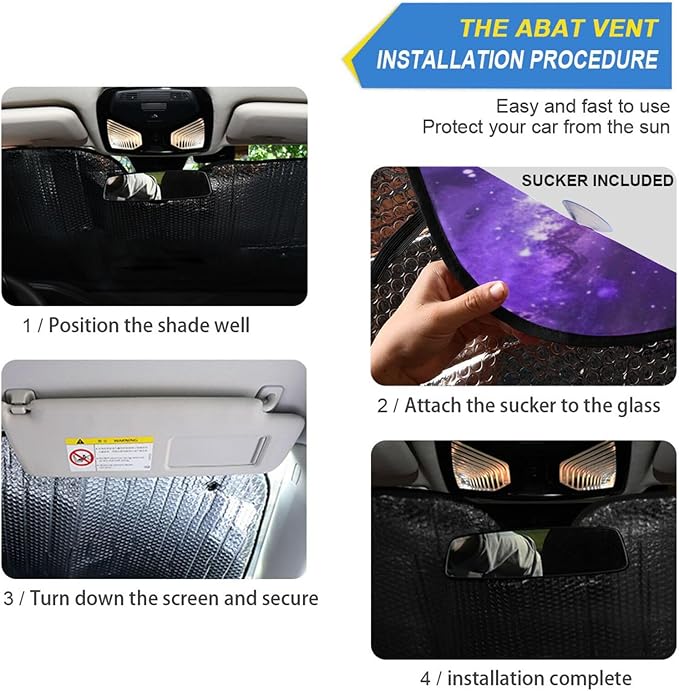 Car Windshield Sun Shade Butterfly Purple Galaxy Foldable UV Ray Sun Visor Protector Sunshade to Keep Your Vehicle Cool 55" x 27.6"