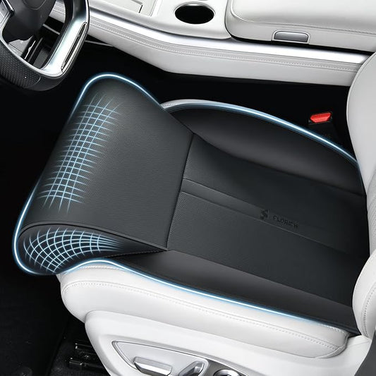 FLORICH Car Seat Extender Leg Support Cushion for Driver Seats Office Chair, Leather Widened seat Cushion for Long Drivers Universal Car Seat Cushion Legs Rest Pads-Black