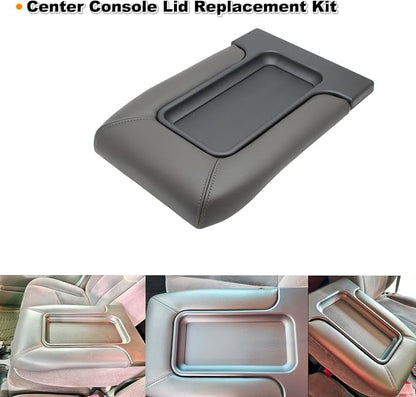 NHILES Center Console Lid Replacement Kit for 1999 2000 2001 2002 2003 2004 2005 2006 2007 Silverado/Avalanche/Suburban/Sierra/Yukon Replaces Number 19127364, 19127365, 19127366 (Dark Gray)