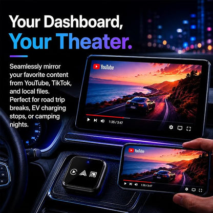 2026 Wireless CarPlay Adapter for iPhone, 3-in-1 Wired to Wireless CarPlay Dongle with AirPlay, 5-Second Auto Connect, Low Latency, USB-A/C for OEM Wired CarPlay Cars